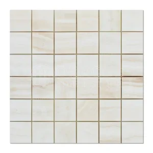 White Onyx (Bianco Fantastico) 2 X 2 Mosaic Tile, Vein-Cut, Polished