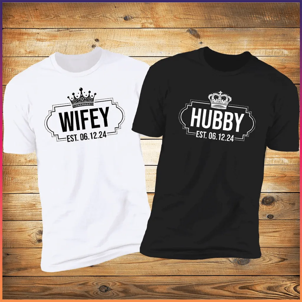 Wifey & Hubby Personalized T-Shirts - Add Your Special Date