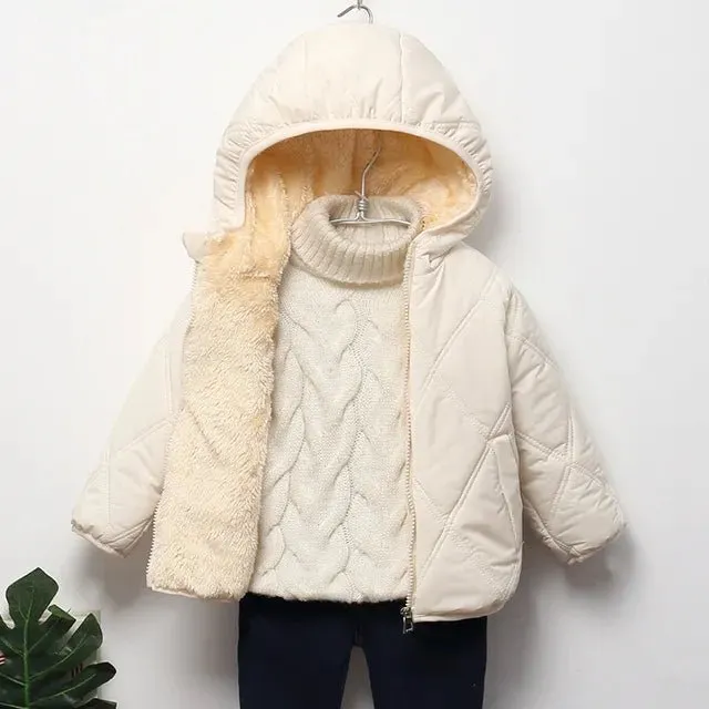 Winter Coats - Thick, Warm Plush Jackets with Fur Hood for Boys and Girls, Toddler Snowsuit Outerwear
