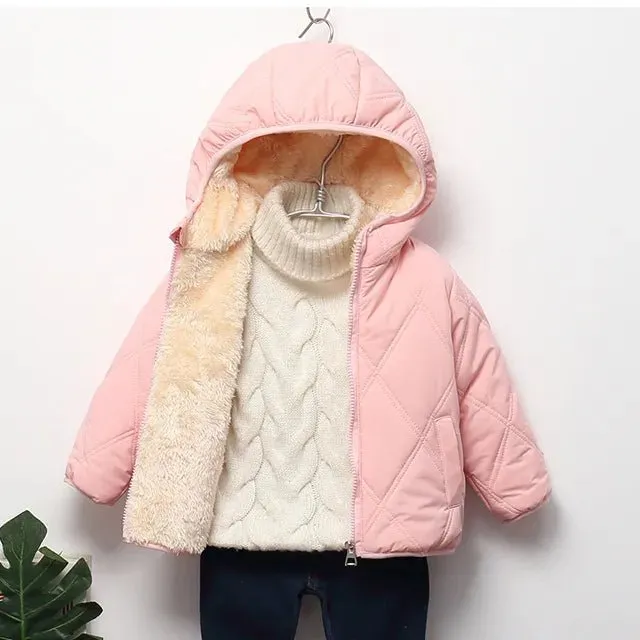 Winter Coats - Thick, Warm Plush Jackets with Fur Hood for Boys and Girls, Toddler Snowsuit Outerwear