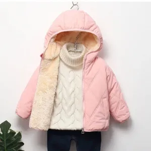 Winter Coats - Thick, Warm Plush Jackets with Fur Hood for Boys and Girls, Toddler Snowsuit Outerwear