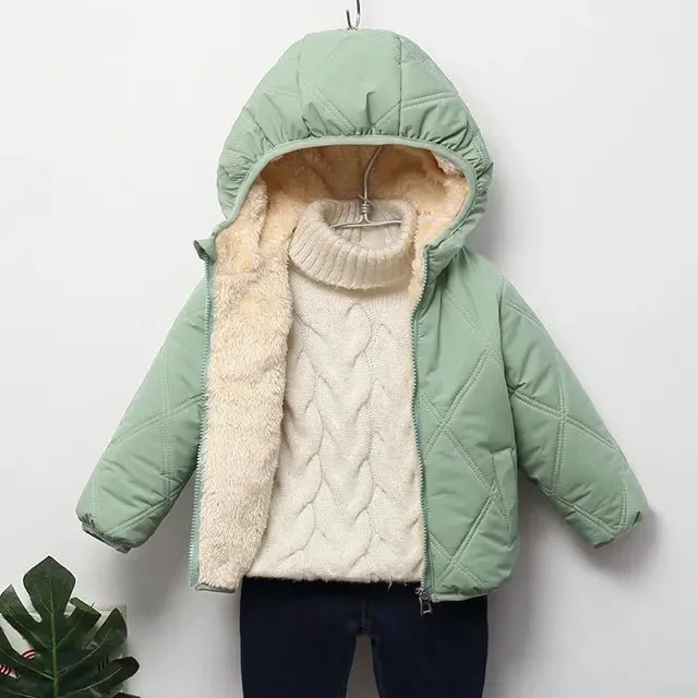 Winter Coats - Thick, Warm Plush Jackets with Fur Hood for Boys and Girls, Toddler Snowsuit Outerwear