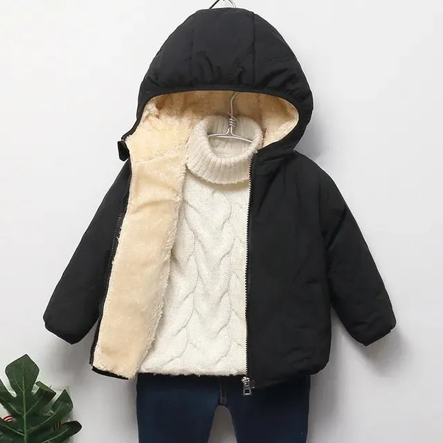 Winter Coats - Thick, Warm Plush Jackets with Fur Hood for Boys and Girls, Toddler Snowsuit Outerwear
