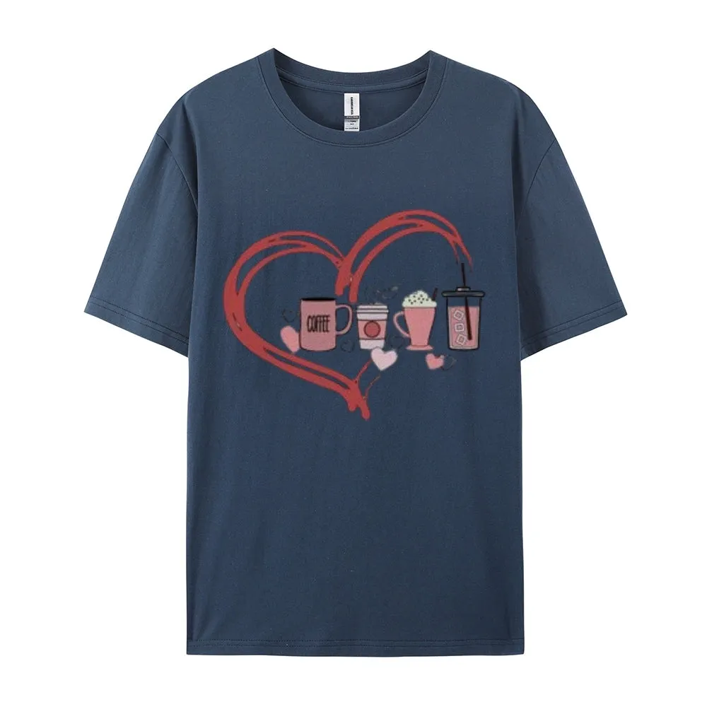 Women Coffee Is My Valentine's Day Print Graphic T-shirt