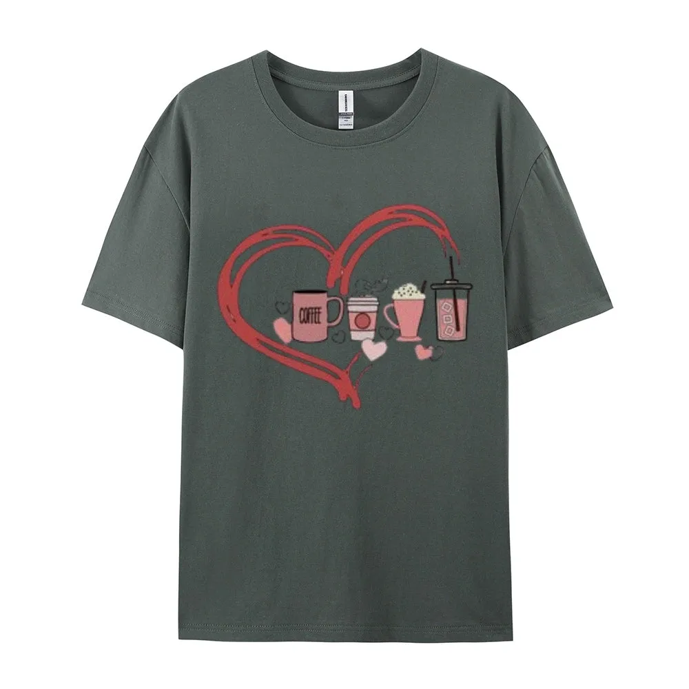 Women Coffee Is My Valentine's Day Print Graphic T-shirt