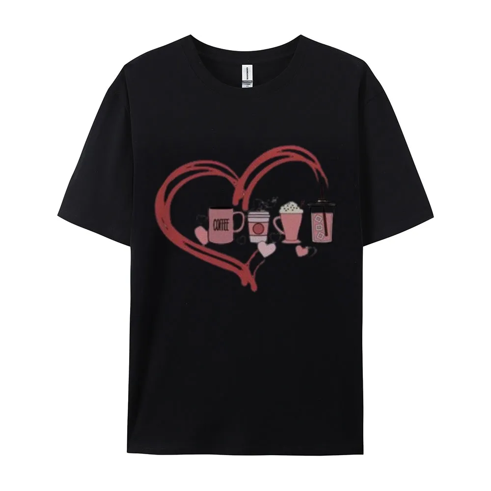 Women Coffee Is My Valentine's Day Print Graphic T-shirt