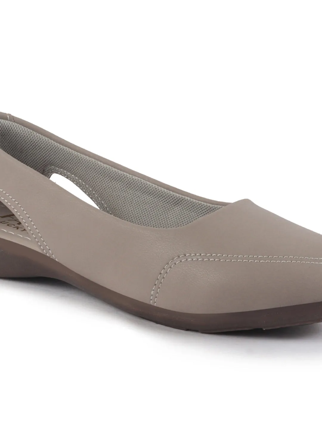 Women Grey Stylish Backless Casual Ballets | Low Heel Cut-Out Slip-On Ballerinas | Comfortable Walking Flats Sandals | Memory Cusion Insole