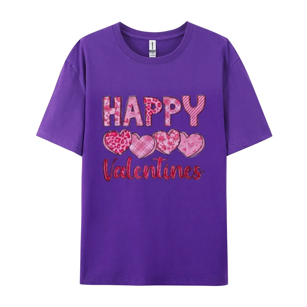 Women Happy Valentine's Day Print Graphic T-shirt