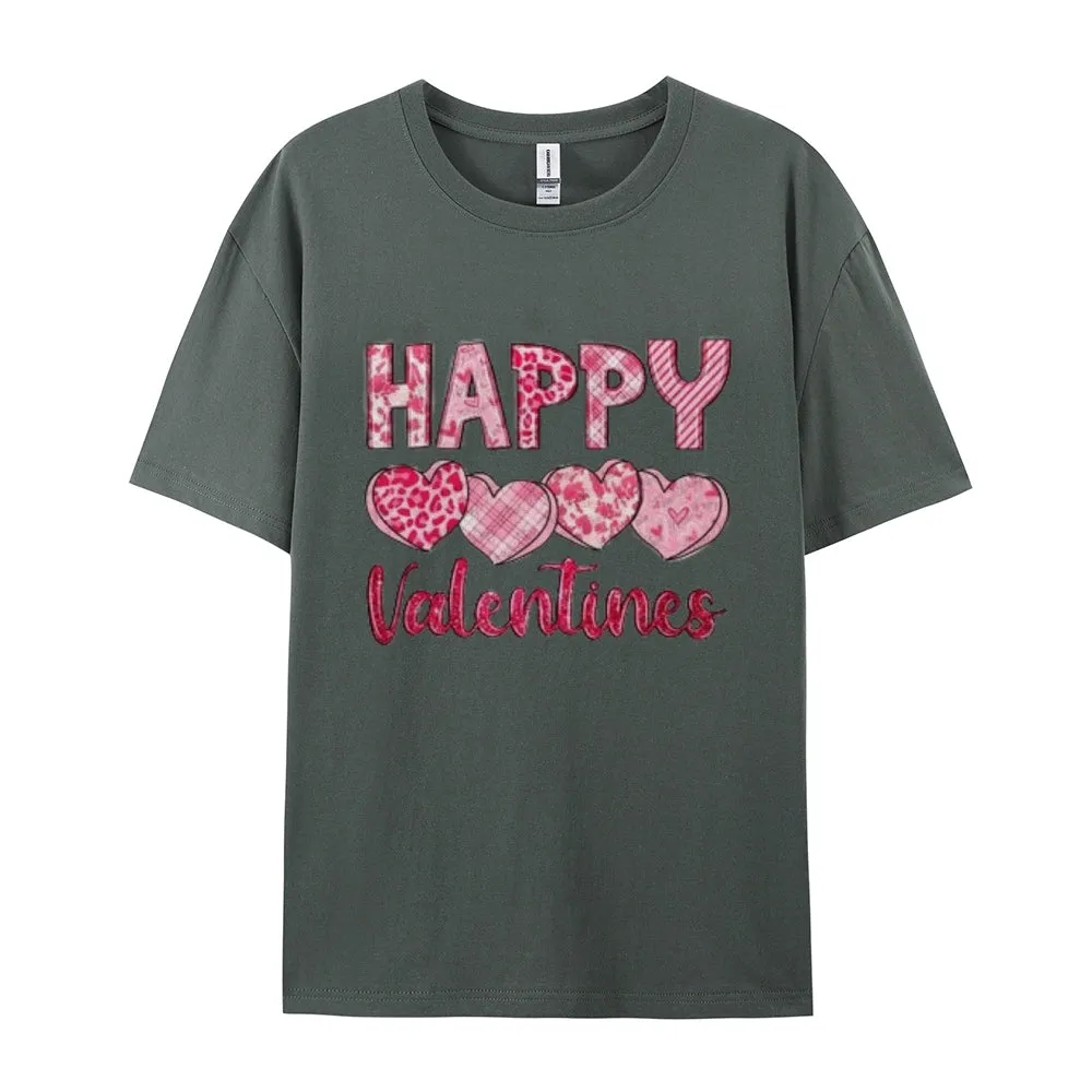 Women Happy Valentine's Day Print Graphic T-shirt