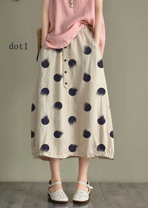 Women Khaki Elastic Waist Button Skirt