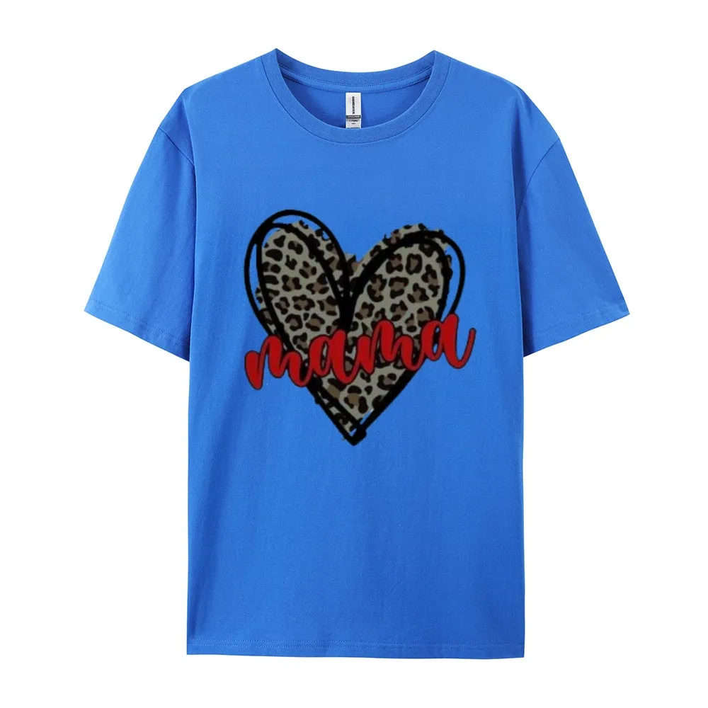 Women Love Leopard Heart Valentine's Day Print  Graphic T-shirt
