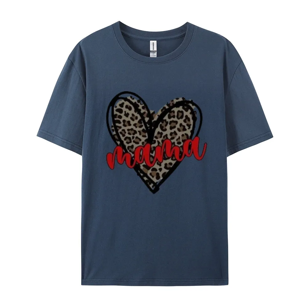 Women Love Leopard Heart Valentine's Day Print  Graphic T-shirt