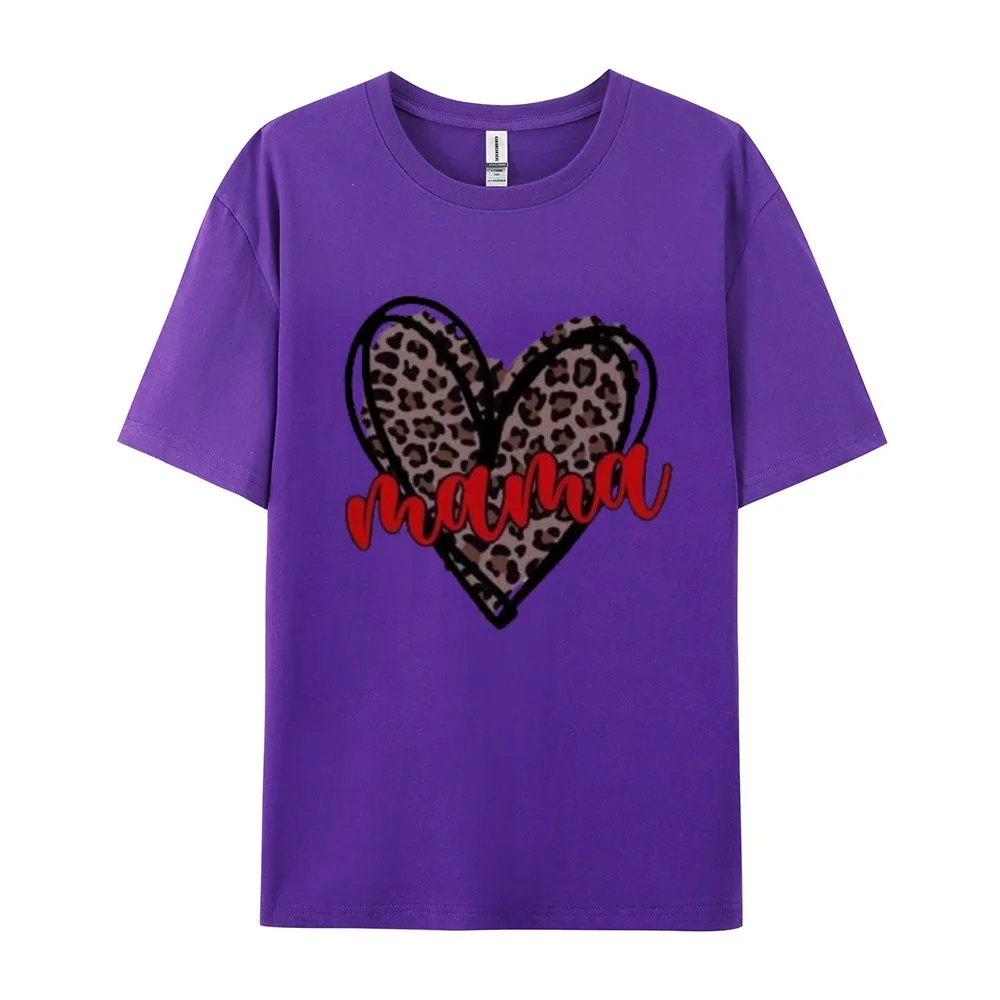 Women Love Leopard Heart Valentine's Day Print  Graphic T-shirt