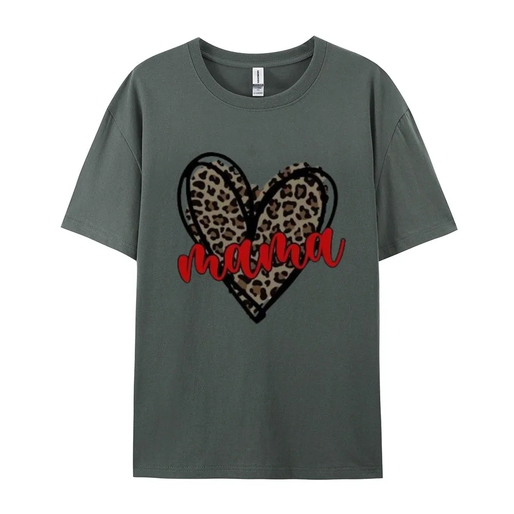 Women Love Leopard Heart Valentine's Day Print  Graphic T-shirt