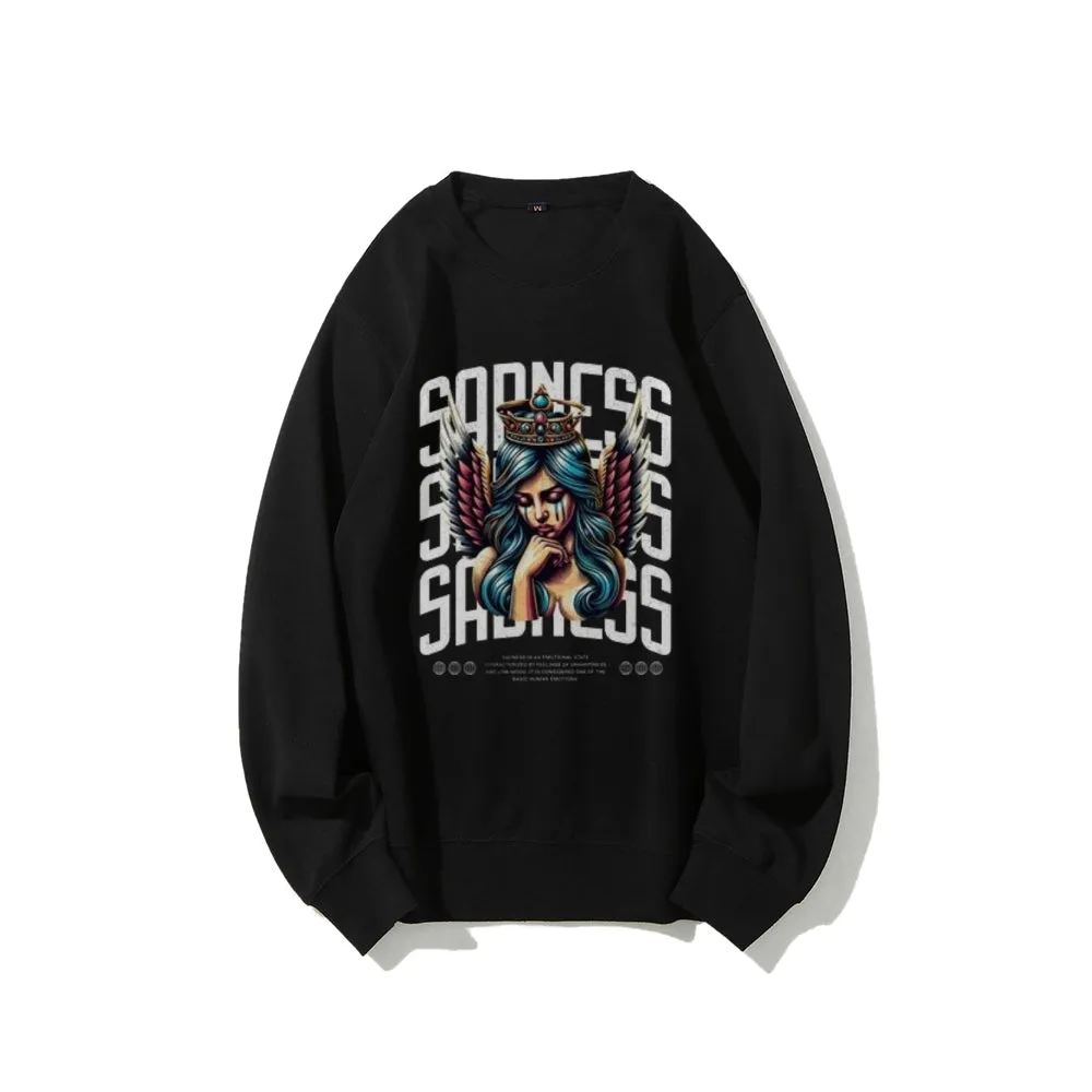 Women Vintage Sading Angel Graphic Sweatshirts