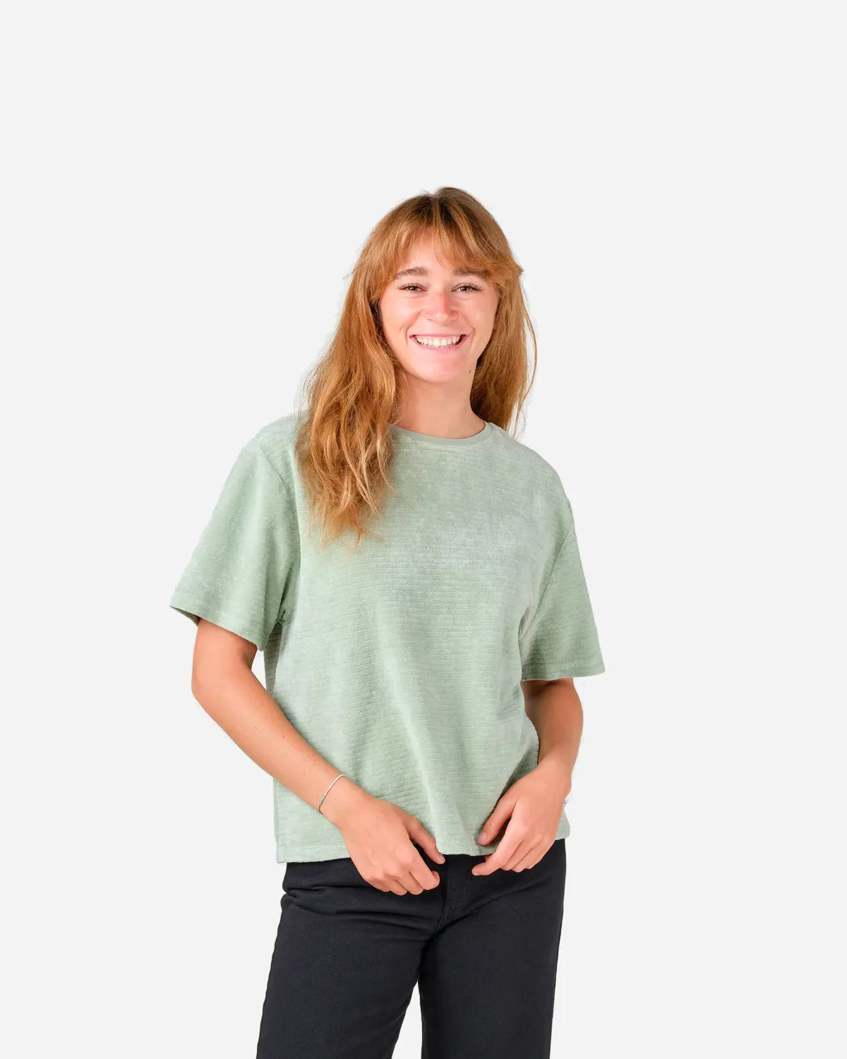 Womens Boxy Cord Tee - Sage
