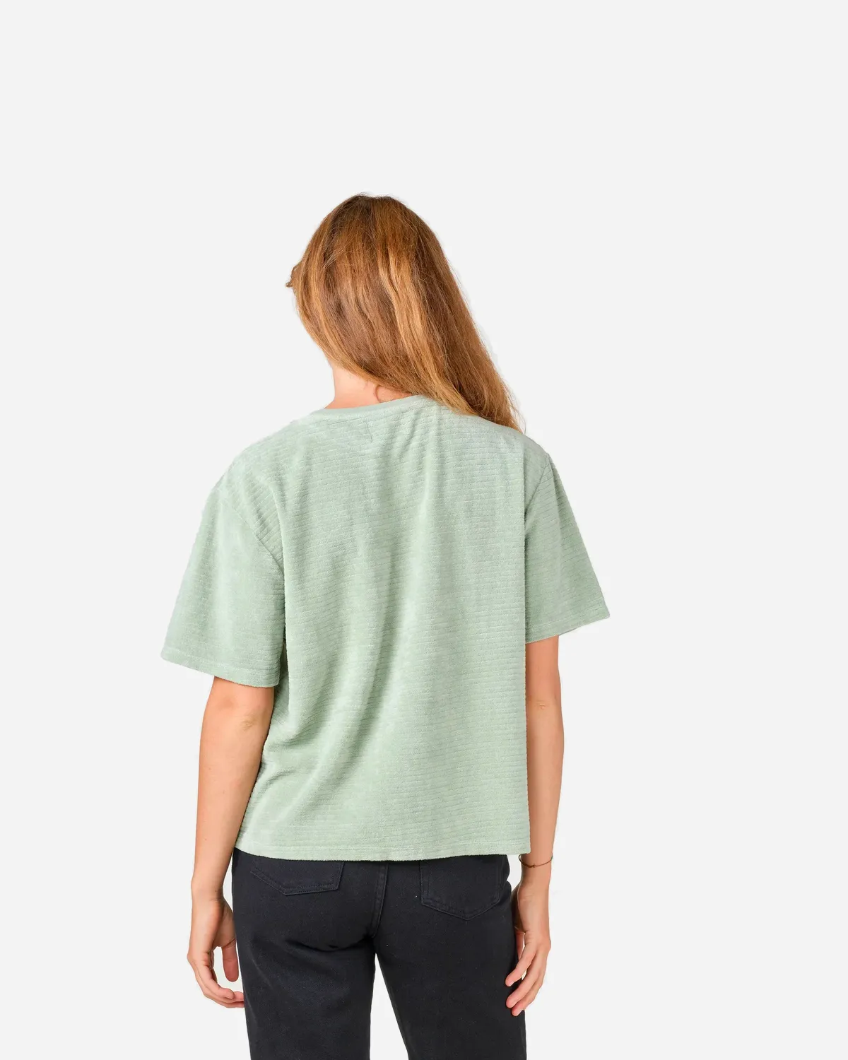 Womens Boxy Cord Tee - Sage