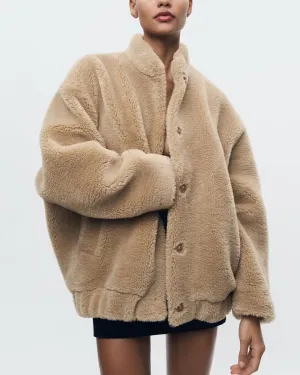 Women's cozy teddy bear jacket by Zwillia