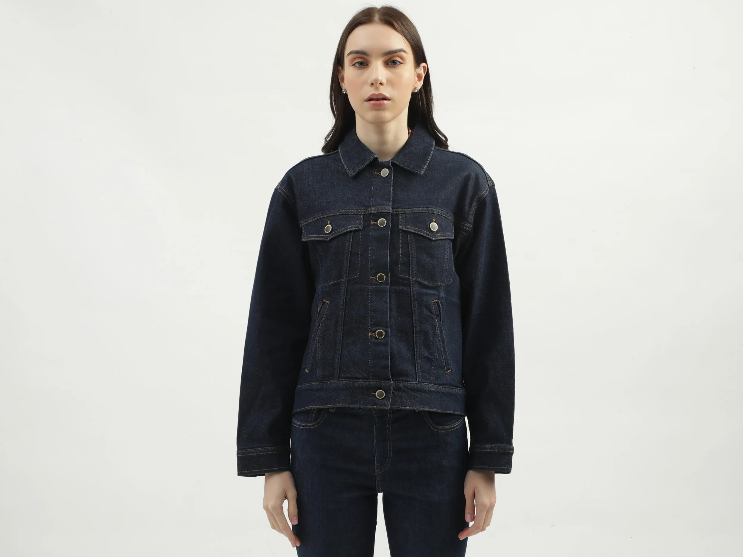 Women's Regular Fit Spread Collar Solid Jackets