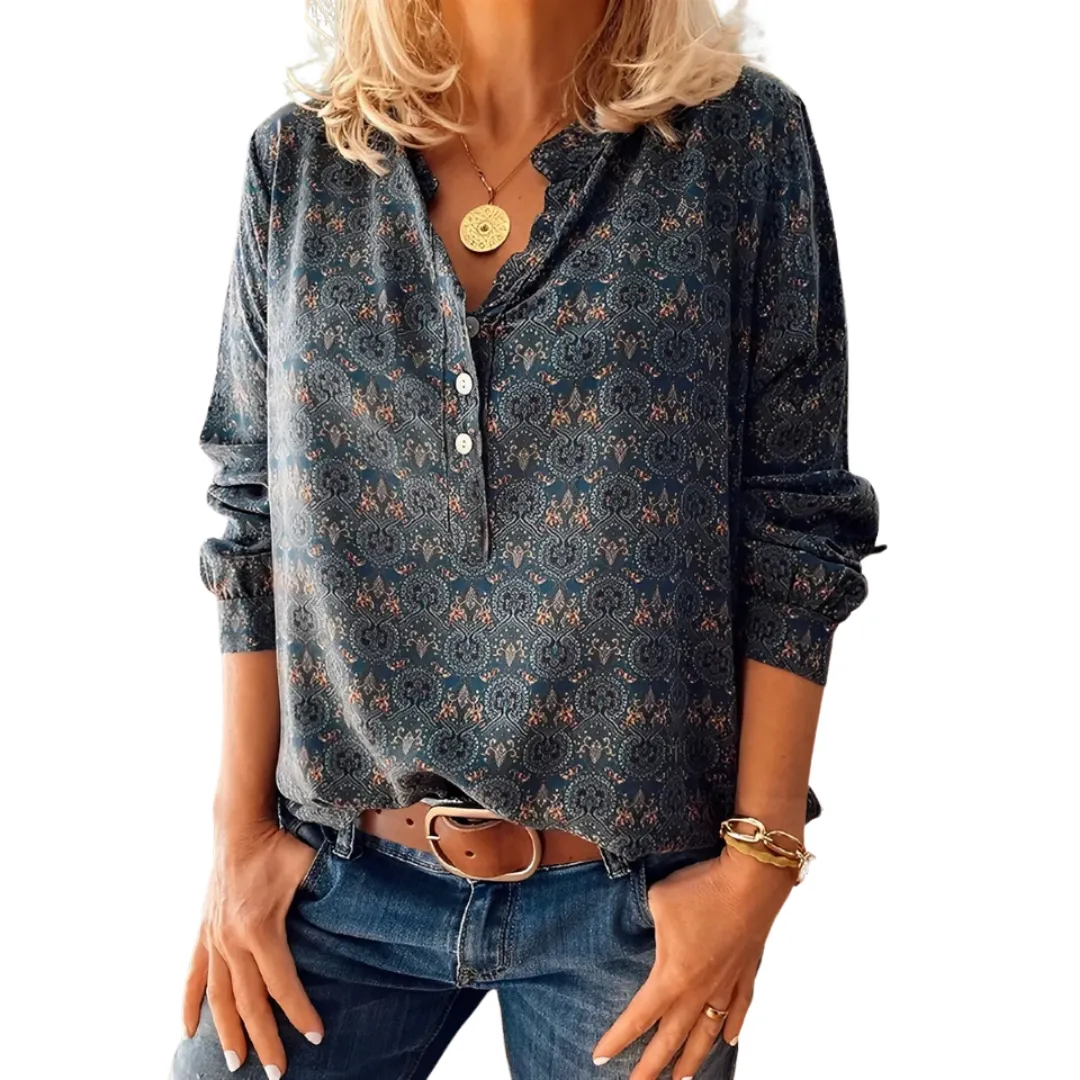 Women's Summer Vintage Blouse | 3 4 Sleeve
