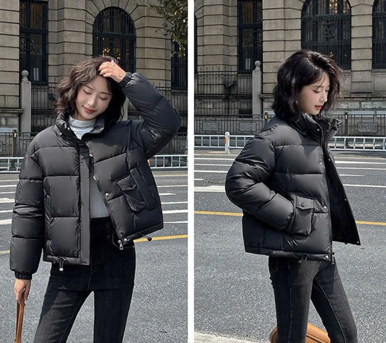 Women's Thickened Solid Zip-up Puffer Jacket