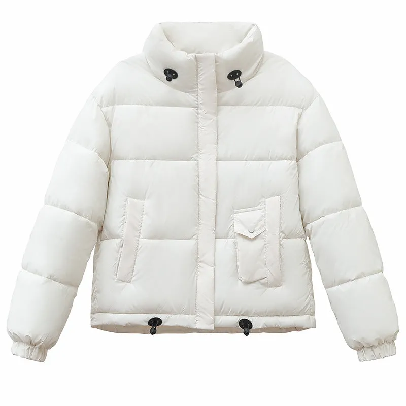 Women's Thickened Solid Zip-up Puffer Jacket