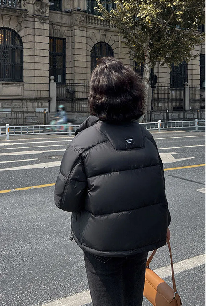 Women's Thickened Solid Zip-up Puffer Jacket
