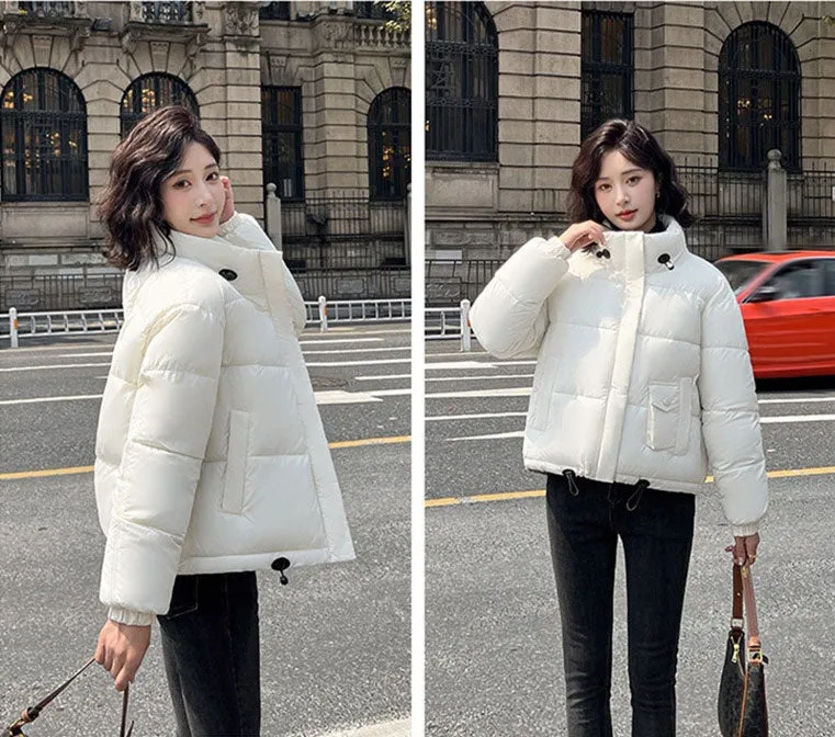 Women's Thickened Solid Zip-up Puffer Jacket