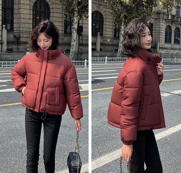 Women's Thickened Solid Zip-up Puffer Jacket
