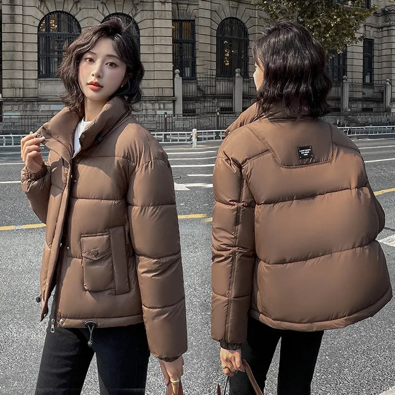Women's Thickened Solid Zip-up Puffer Jacket