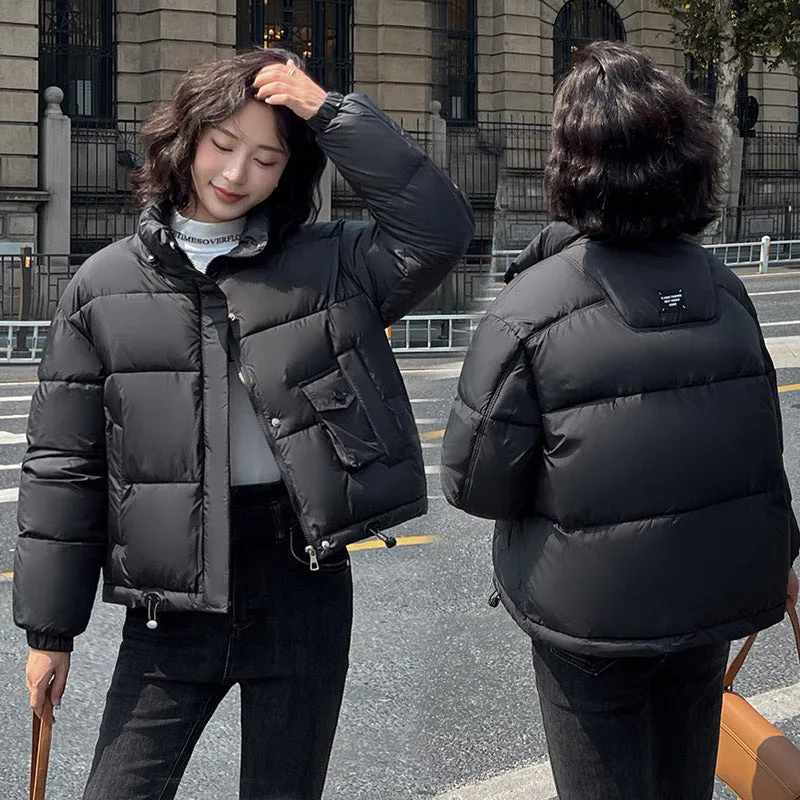 Women's Thickened Solid Zip-up Puffer Jacket