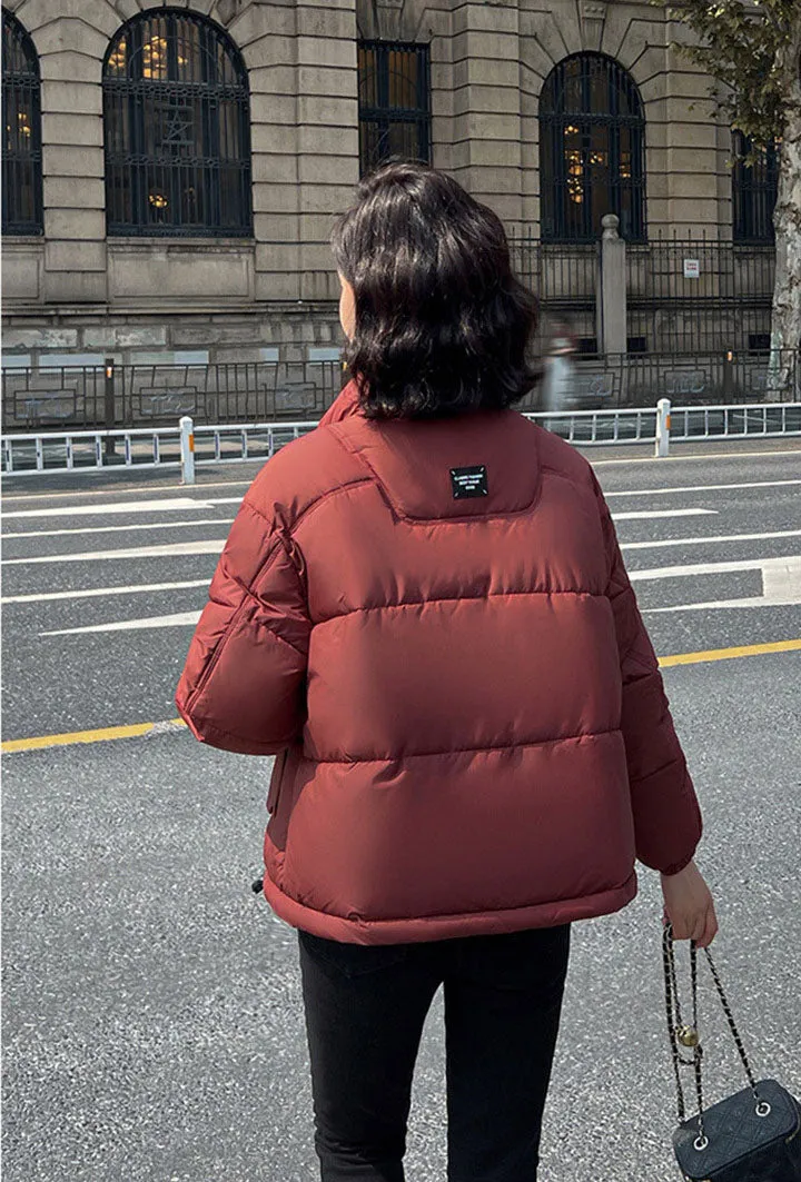 Women's Thickened Solid Zip-up Puffer Jacket