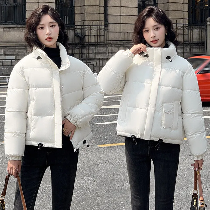 Women's Thickened Solid Zip-up Puffer Jacket