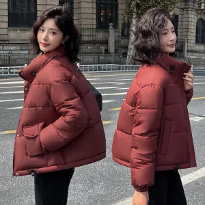 Women's Thickened Solid Zip-up Puffer Jacket