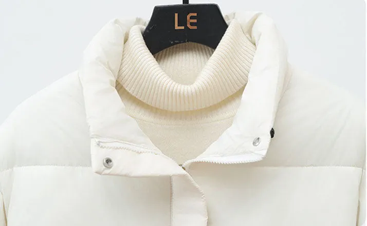 Women's Thickened Solid Zip-up Puffer Jacket