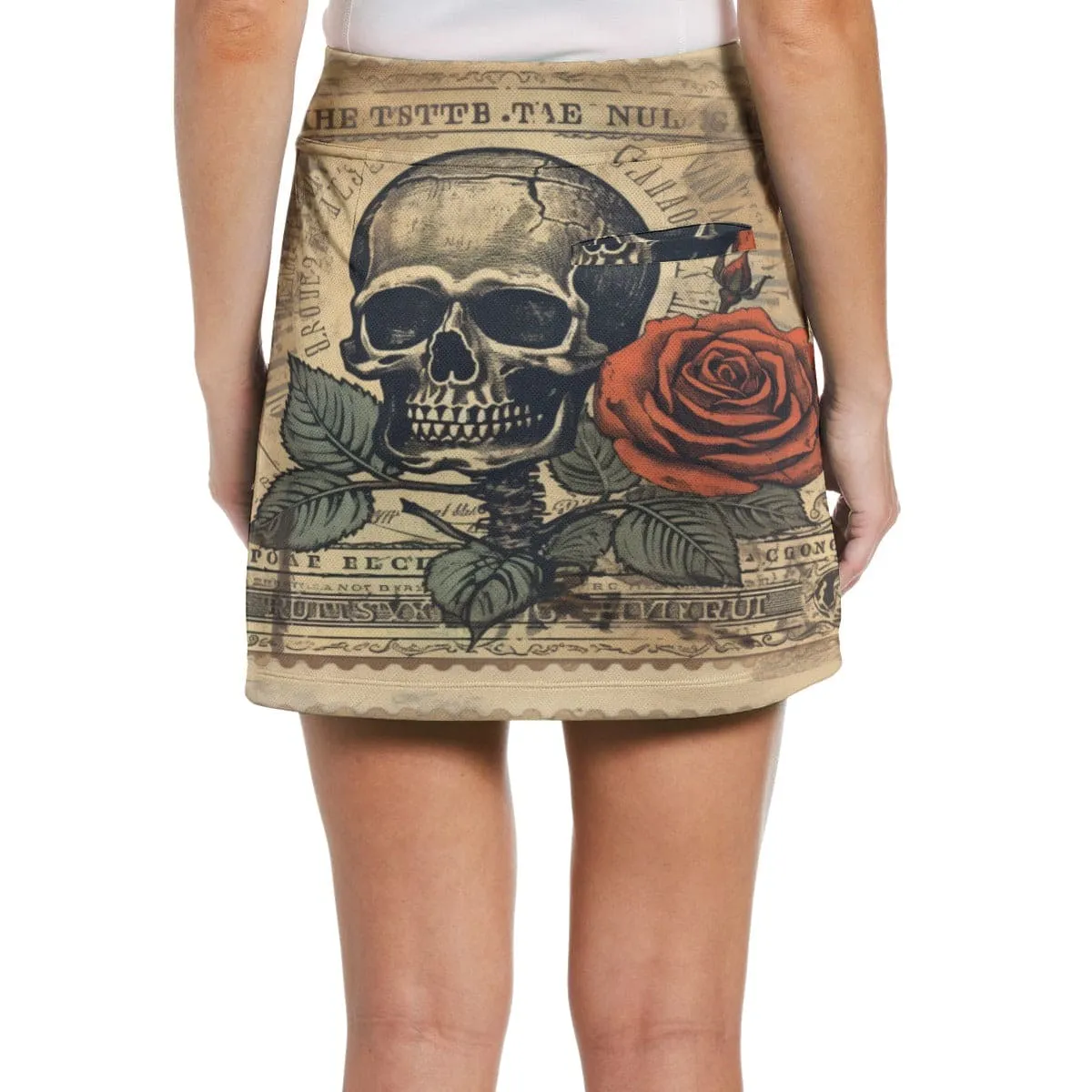 Women's Vintage Skull Middle-Waisted Skort