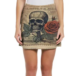 Women's Vintage Skull Middle-Waisted Skort