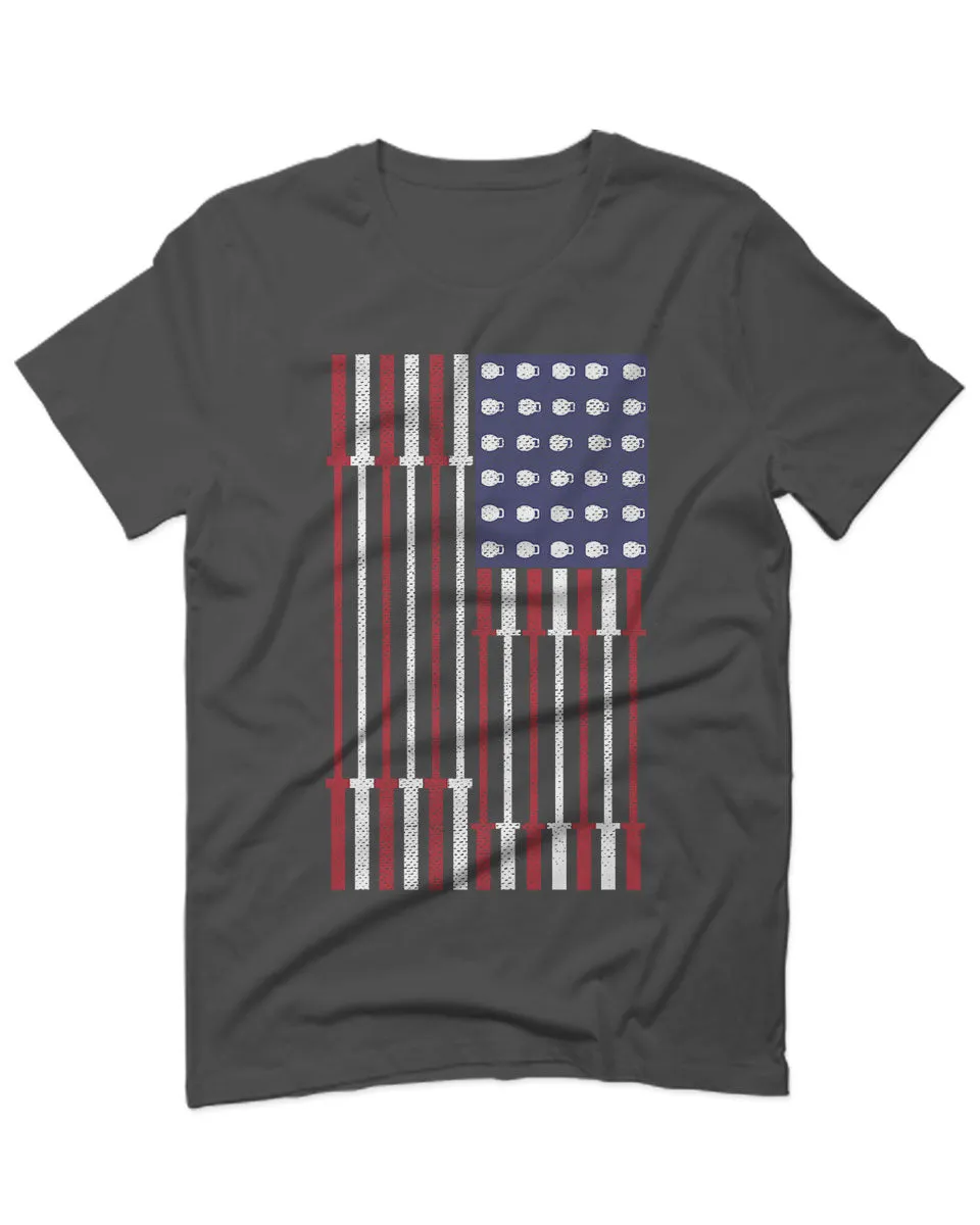 Workout Fitness Bars America American Flags Gym Tough For men T Shirt