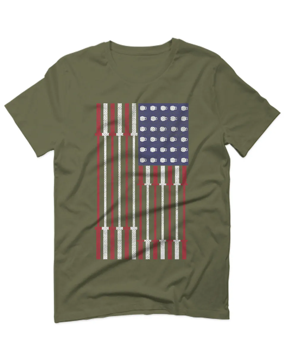 Workout Fitness Bars America American Flags Gym Tough For men T Shirt
