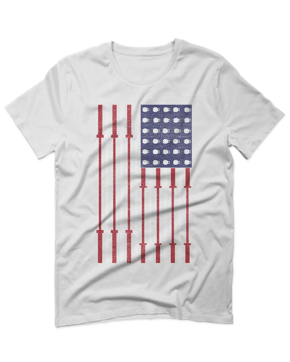 Workout Fitness Bars America American Flags Gym Tough For men T Shirt