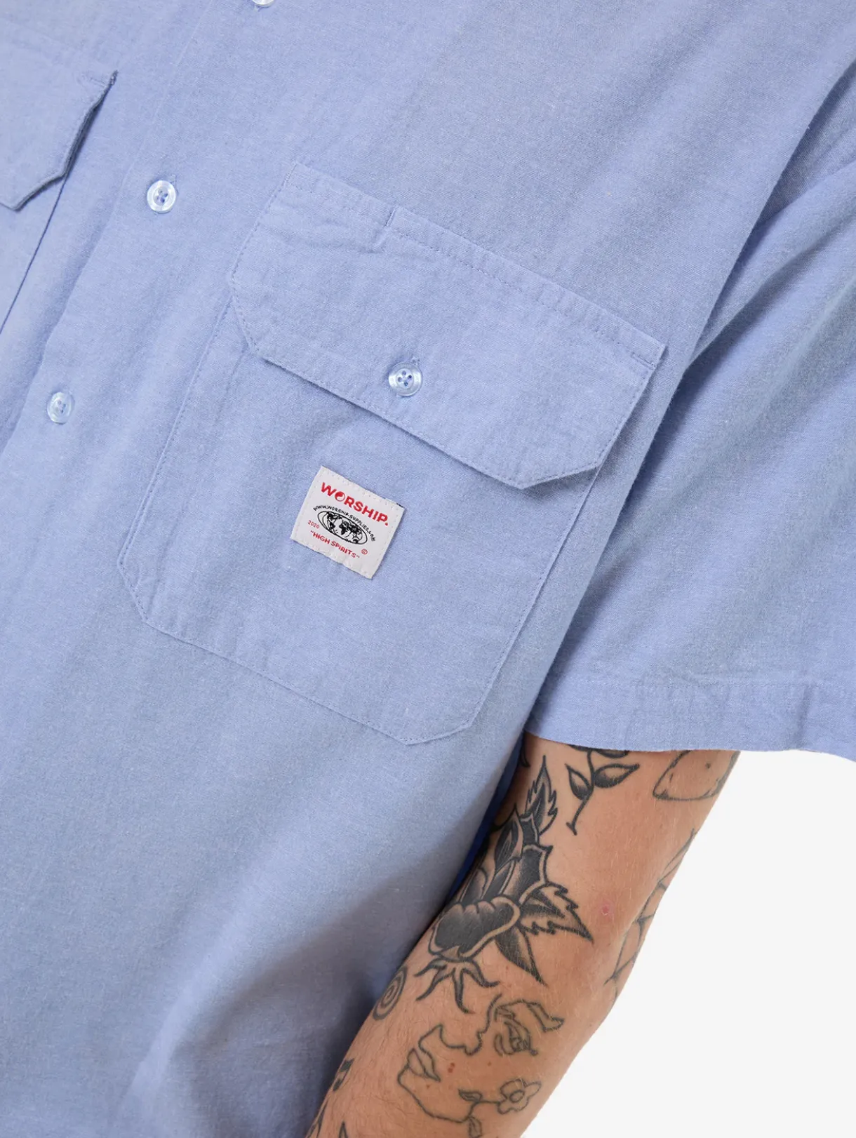 WORSHIP SUPPLIES SERVICE S/S WORK SHIRT - BLUE