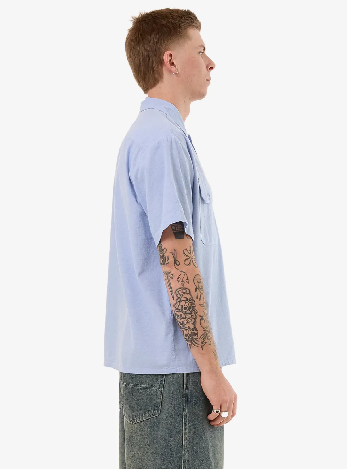 WORSHIP SUPPLIES SERVICE S/S WORK SHIRT - BLUE