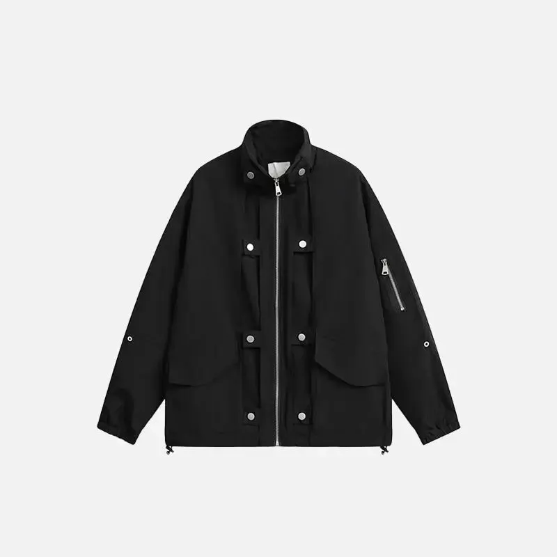 Y2K Black Zipper Denim Jacket for Versatile Streetwear Style