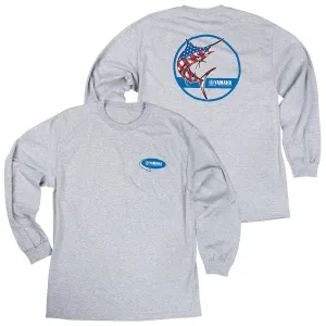 Yamaha CRP-18LML-GY-MD - Men's Pro Fishing Patriotic Marlin Long Sleeve Tee - Medium