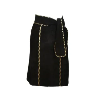 YVES SAINT LAURENT Black Suede Skirt w/ Gold Detail Size 36