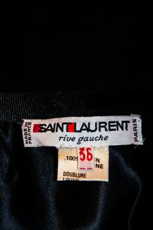 YVES SAINT LAURENT Black Suede Skirt w/ Gold Detail Size 36