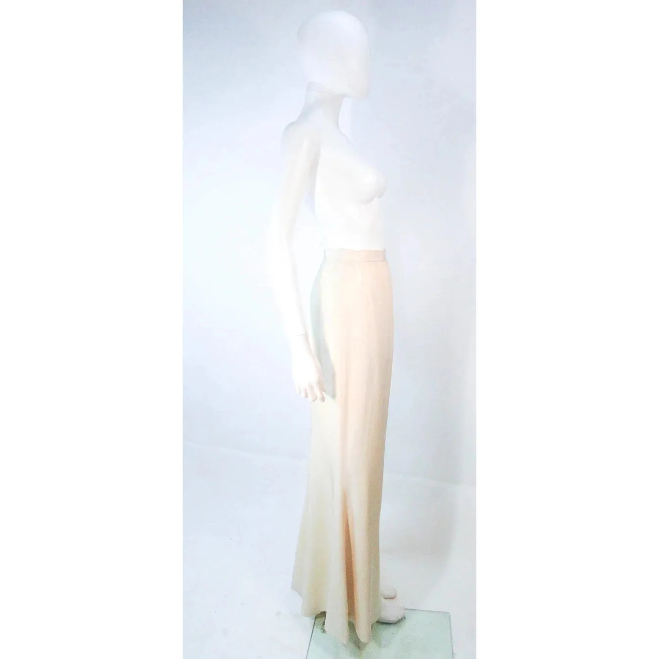 YVES SAINT LAURENT White Silk Full Length Mermaid Maxi Skirt | Size 38