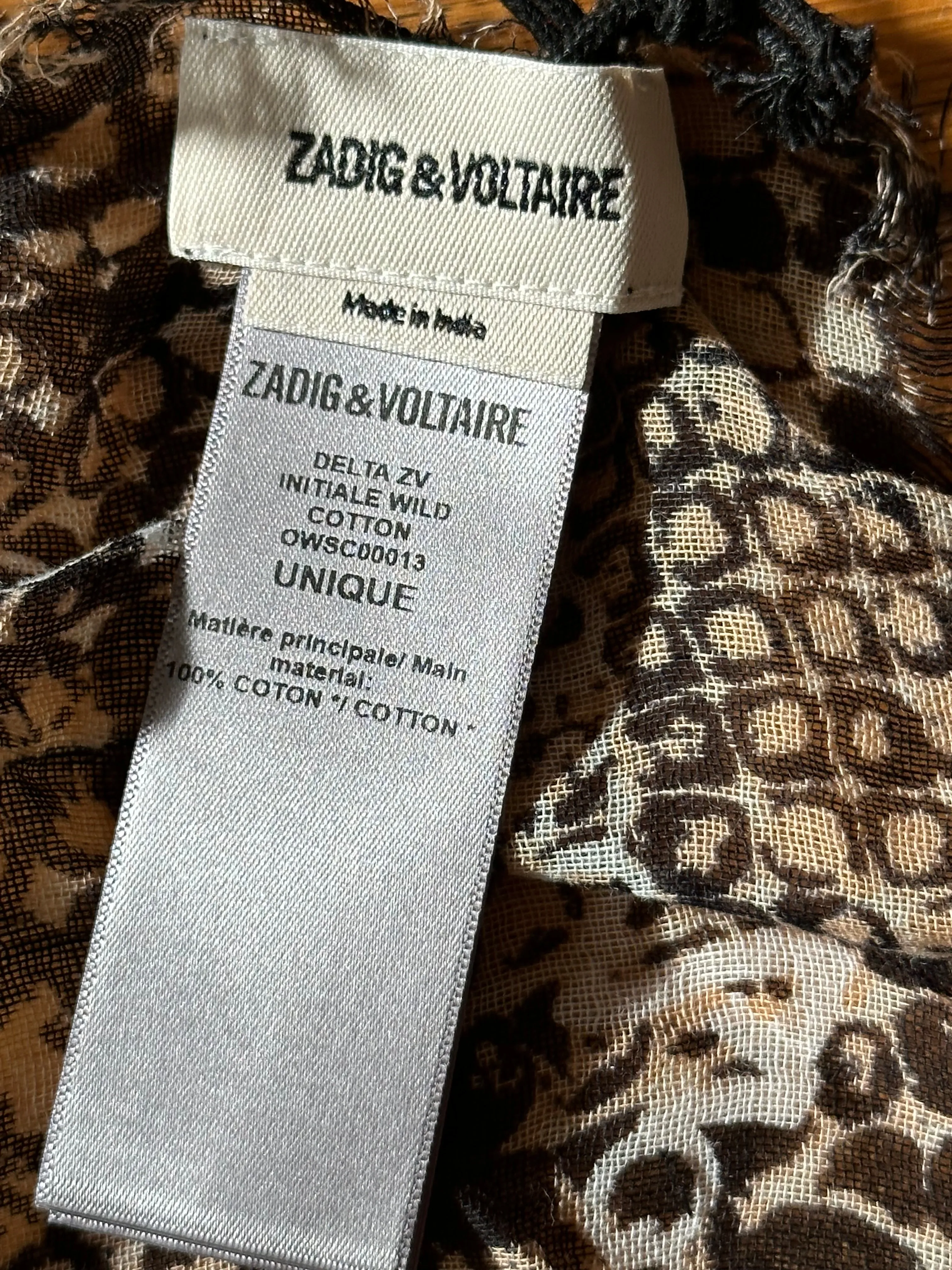 Zadig & Voltaire Delta ZV Initial Wild Scarf